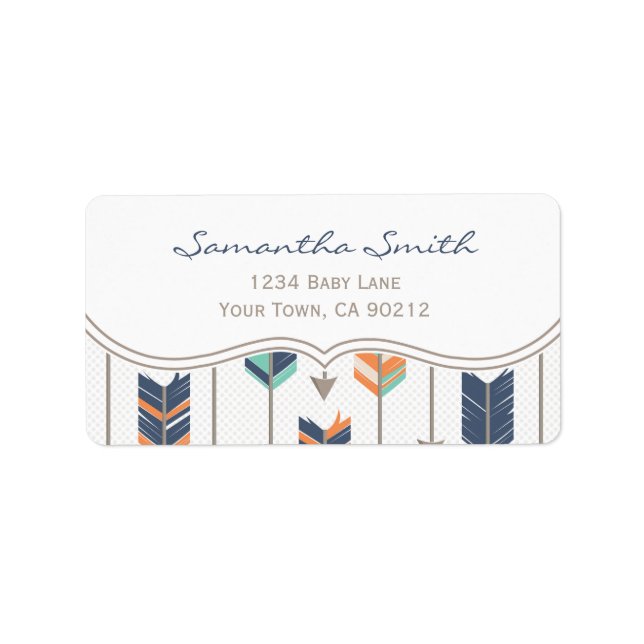 Etiqueta Setas Tribais Azul Laranja e Cinzas (Frente)