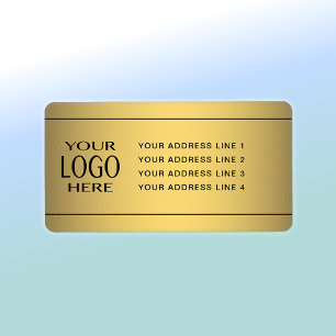 Etiqueta SEU LOGOTIPO   Faux Dourado & Black Return Address