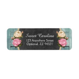 Etiqueta Shabby Vintage Rosas Russo Endereço de Devolução d