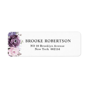 Etiqueta Shades de Blooms Roxos Dusty Endereço de Retorno