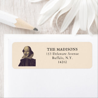 Etiqueta Shakespeare Bookish Elegante Blue Return Address