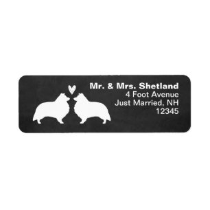 Etiqueta Shetland Sheepdog Sheltie Silhouettes com Coraçã