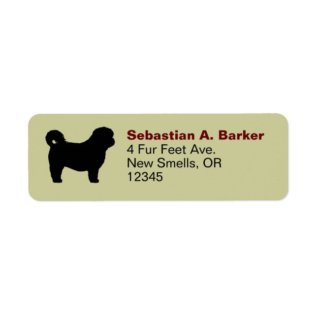 Etiqueta Shih Tzu Dog Breed Silhouette Return Address (Frente)