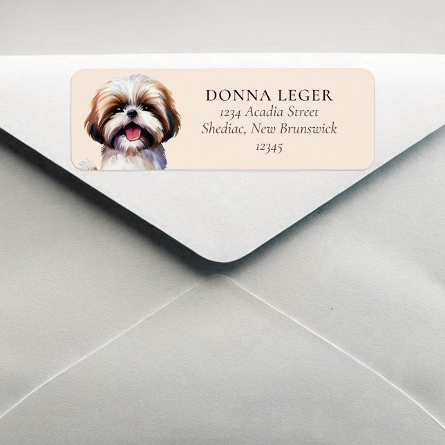 Etiqueta Shih Tzu Dog Endereço Personalizado (Criador carregado)