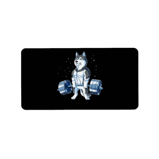 Etiqueta Siberian Husky Weky Levantando Homens Engraçados (Frente)