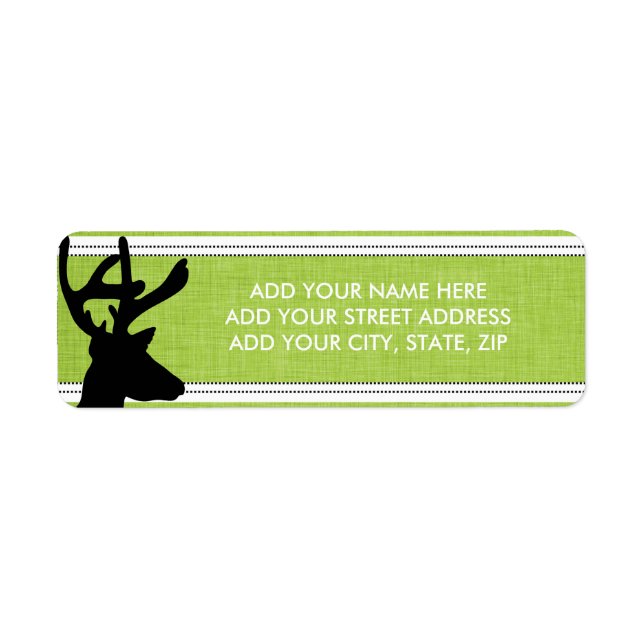 Etiqueta Silhouette Deer on Green Holiday Address Labels (Frente)