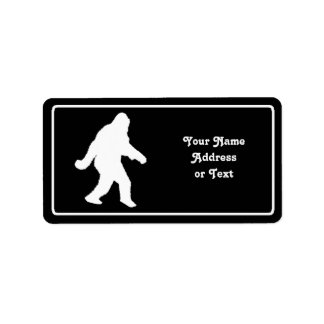 Etiqueta Silhueta De Asquatch Branco Para Fundo Escuro