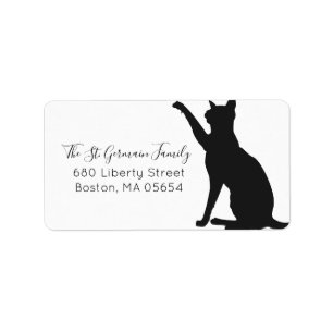 Etiqueta Silhueta de Gato Preto Endereço de Retorno