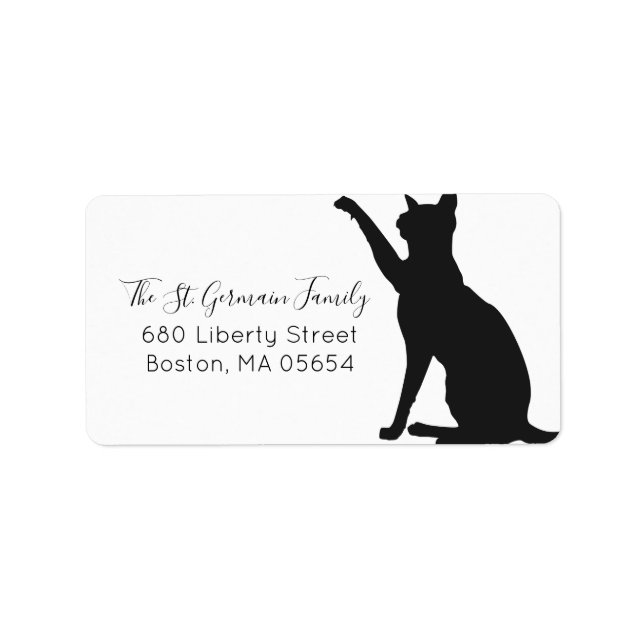 Etiqueta Silhueta de Gato Preto Endereço de Retorno (Frente)
