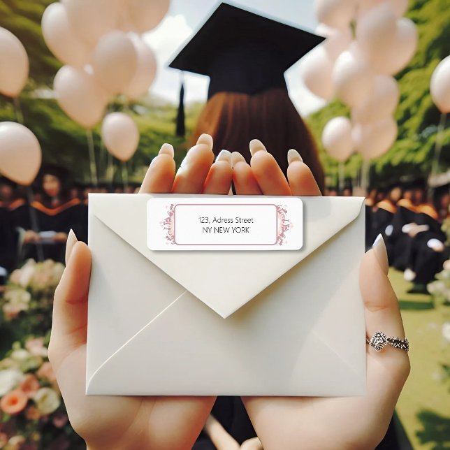 Etiqueta Silhueta Feminina Rosa Moderno com Borda de Gradua (Criador carregado)