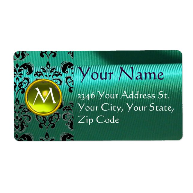 Etiqueta SILK DAMASK GEM amarelo azul (Frente)