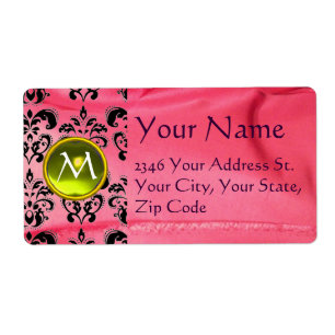 Etiqueta SILK DAMASK GEM amarelo rosa