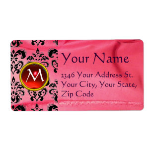 Etiqueta SILK DAMASK GEM azul rosa