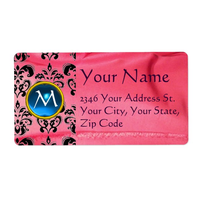 Etiqueta SILK DAMASK GEM azul rosa (Frente)