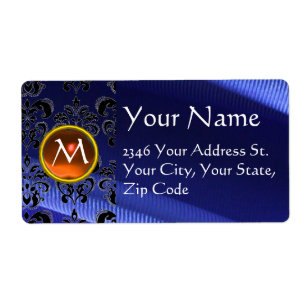 Etiqueta SILK DAMASK GEM - cor de laranja - azul