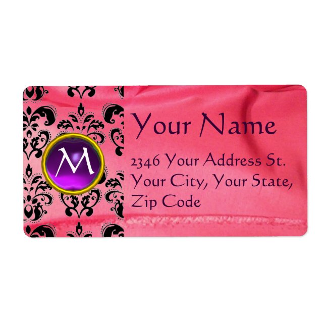 Etiqueta SILK DAMASK GEM rosa púrpura (Frente)