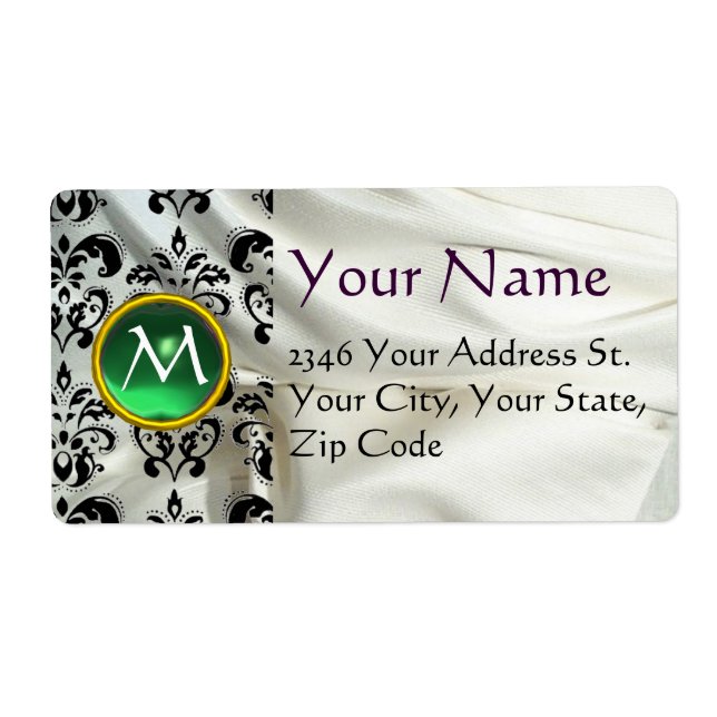 Etiqueta SILK DAMASK GEM verde branco (Frente)
