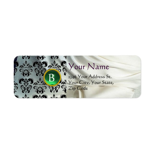 Etiqueta SILK DAMASK GEM verde branco (Frente)