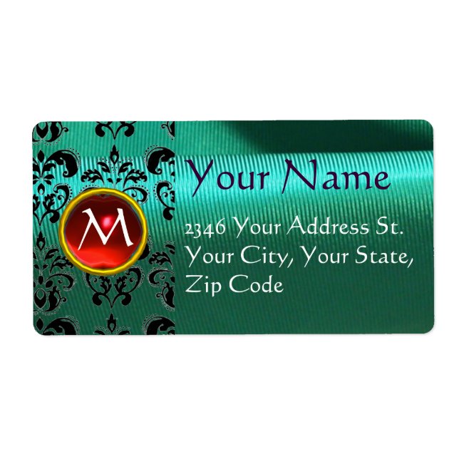 Etiqueta SILK DAMASK GEM verde vermelho (Frente)