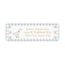 Etiqueta Silly Goose Blue Gingham Cottage Baby Shower