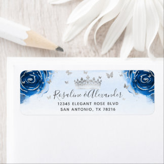 Etiqueta Silver e Royal Blue Rosa - Endereço de devolução