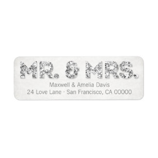 Etiqueta Silver Glitter Olhe Sr. & Sra. Labels