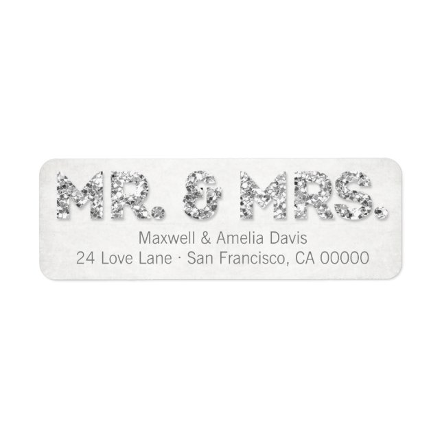 Etiqueta Silver Glitter Olhe Sr. & Sra. Labels (Frente)