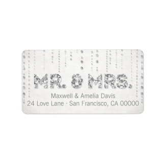 Etiqueta Silver Glitter Olhe Sr. & Sra. Labels