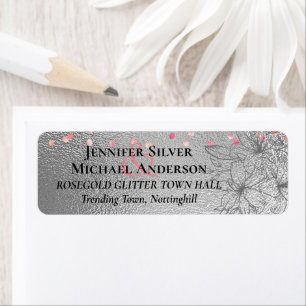 Etiqueta Silver Rosegold WEDDING Glitter Metálico