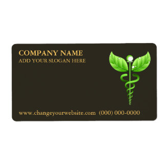 Etiqueta Símbolo Brown do Caduceus do verde da medicina