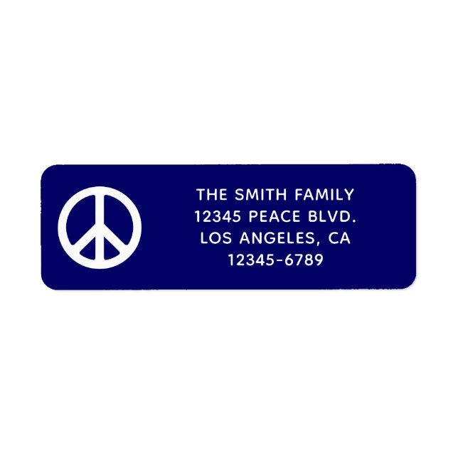Etiqueta Símbolo da Paz Azul Escuro e Branco (Frente)