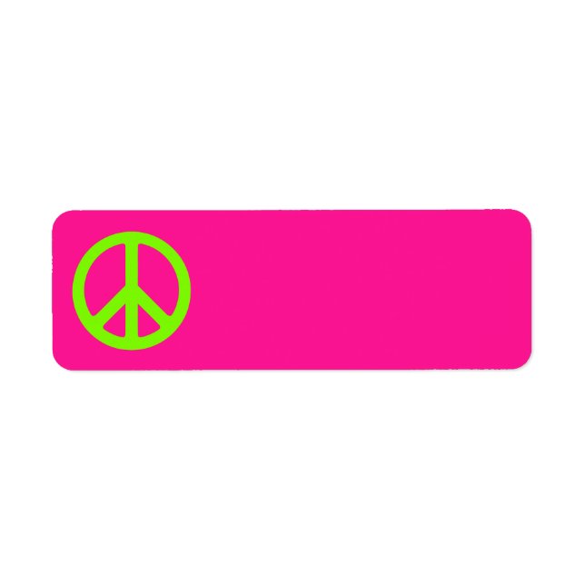 Etiqueta Símbolo de Paz de cor-de-rosa profundo e cartreso (Frente)
