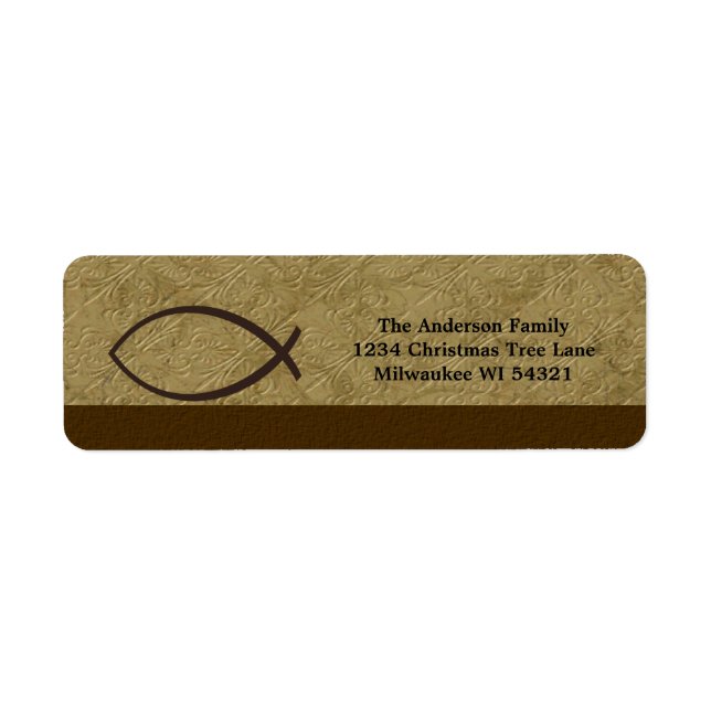 Etiqueta Símbolo de Peixe Cristão Ichthys Personalizado (Frente)