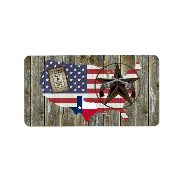 Etiqueta Símbolo de pistola de dueling estrela do Texas mai (Frente)