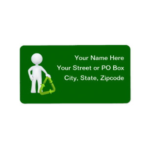 Etiqueta Símbolo de Reciclar Verde & Homem