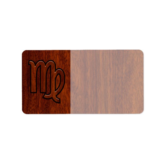 Etiqueta Símbolo de Virgem no estilo madeira de Mahogany (Frente)