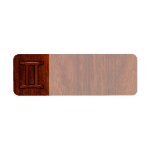 Etiqueta Símbolo Gemini Zodiac em Mahogany como Decor