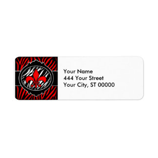 Etiqueta símbolo vermelho-zebra flur de lis