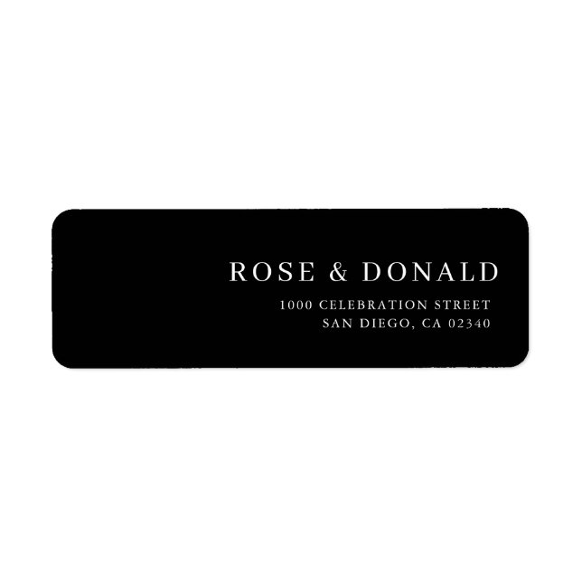 Etiqueta Simple black minimal custom wedding address label (Frente)