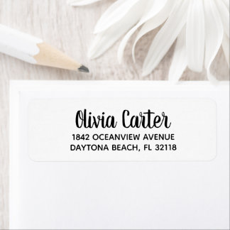 Etiqueta Simple Modern Hand Sketched Script Return Address
