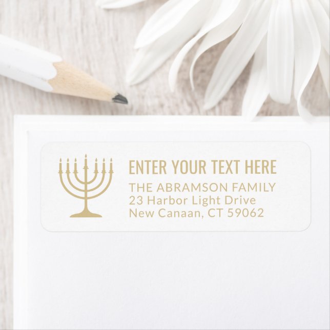 Etiqueta Simples 7 Segredos Menorah Dourado Endereço de Ret (Insitu)