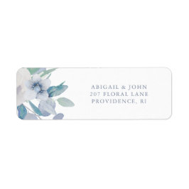 Etiqueta Simples Blue Floral White Weding Return Endereço