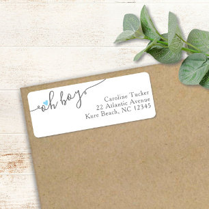 Etiqueta Simples Blue Heart New Baby Boy Return Endereço