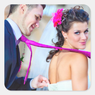 Etiqueta simples da foto do casamento