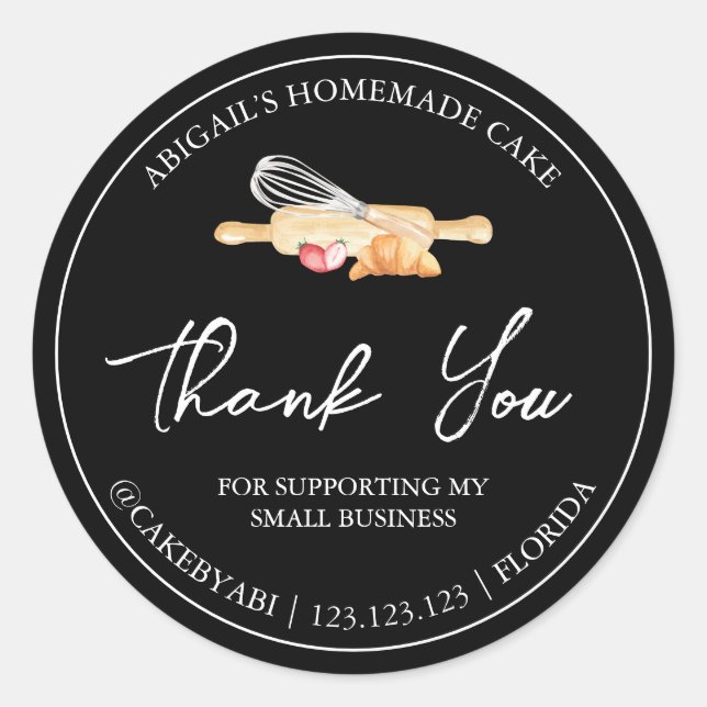 Etiqueta Simples de Baking Homemade Obrigado (Frente)