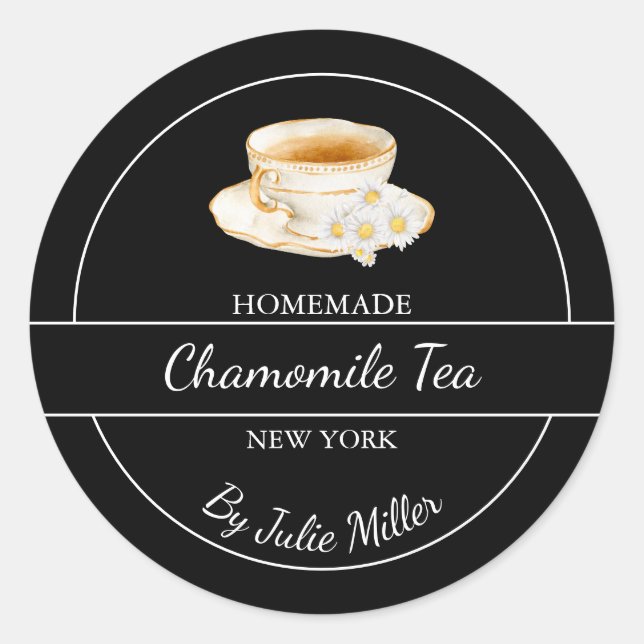 Etiqueta Simples de Chá Camomile Homemade (Frente)