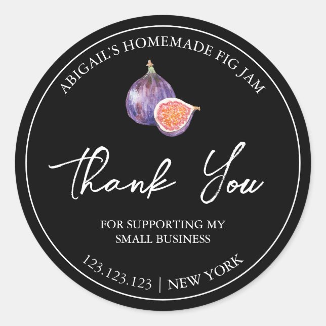 Etiqueta Simples de Fig Jam - Obrigado (Frente)