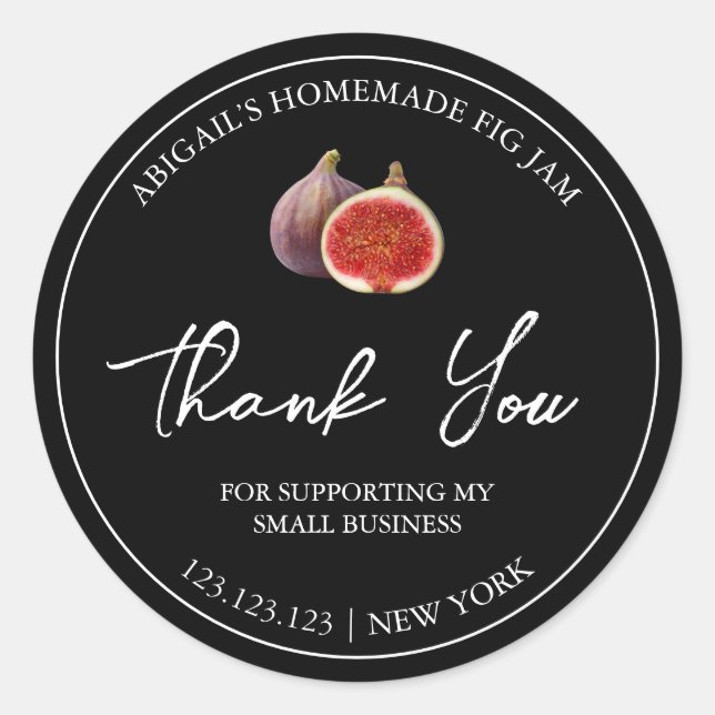 Etiqueta Simples de Fig Jam - Obrigado (Frente)
