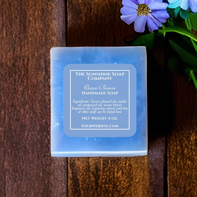 Etiqueta Simples de Sabão Azul e Cosméticos (Criador carregado)