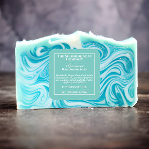 Etiqueta Simples de Sabão Teal e Cosméticos